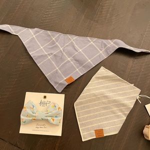 Bundle of Foggy Dog bandanas and bow tie - bandanas size small.